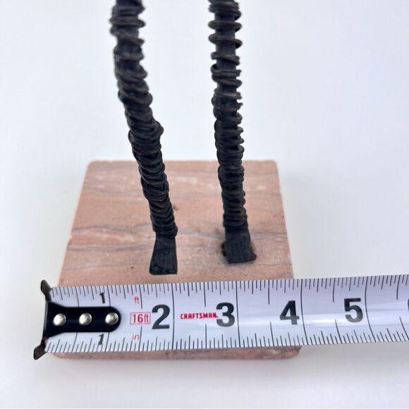 Vintage Brutalist Metal Wire Figure Sculpture On Stone Base MCM Art - Picture 10 of 10